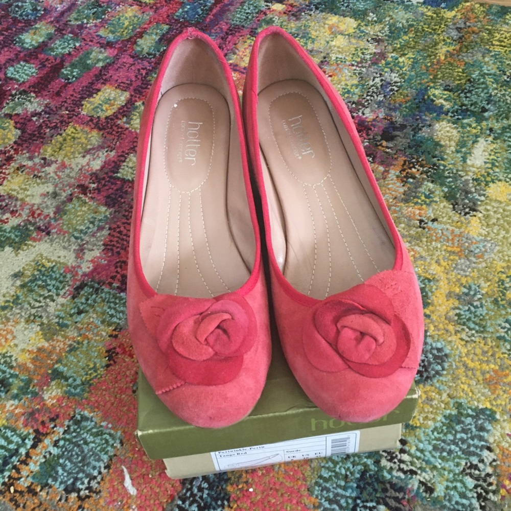 Rose red suede Hotter wedges sz10